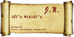 Ján Miklós névjegykártya